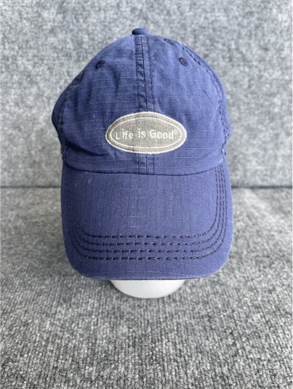 Life is Good Blue Cotton Baseball Cap Hat Adjustable Strapback Distressed